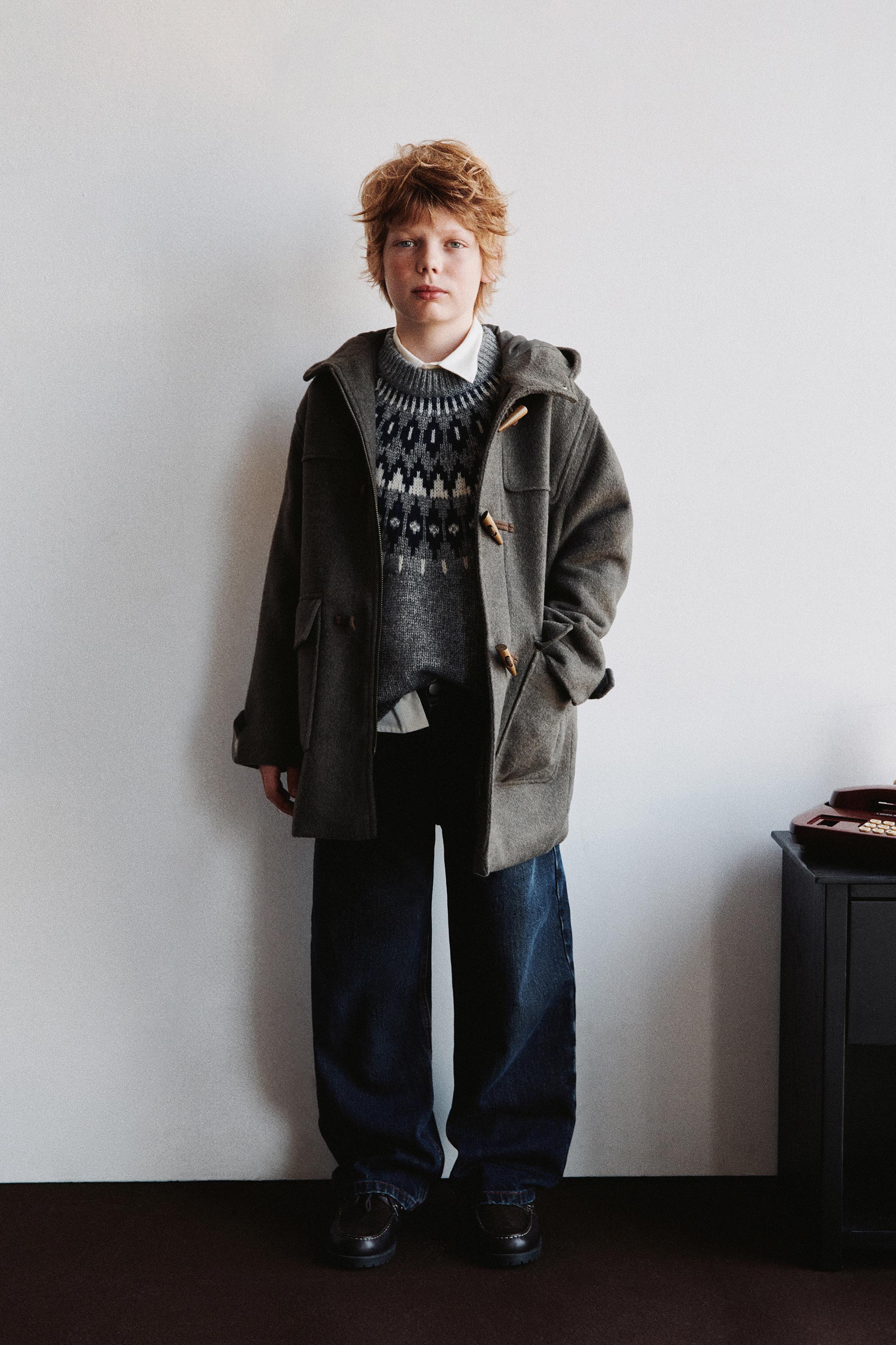 CLOTH DUFFEL COAT WITH WOOL